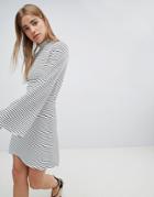 Nobody's Child High Neck Jersey Dress In Stripe - Multi