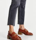 Asos Design Wide Fit Mimi Square Toe Loafers In Tan-brown