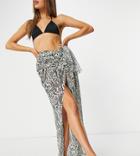 Daisy Street Sarong In Abstract Animal Print-neutral