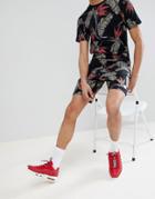 Only & Sons Jersey Shorts With All Over Print - Black