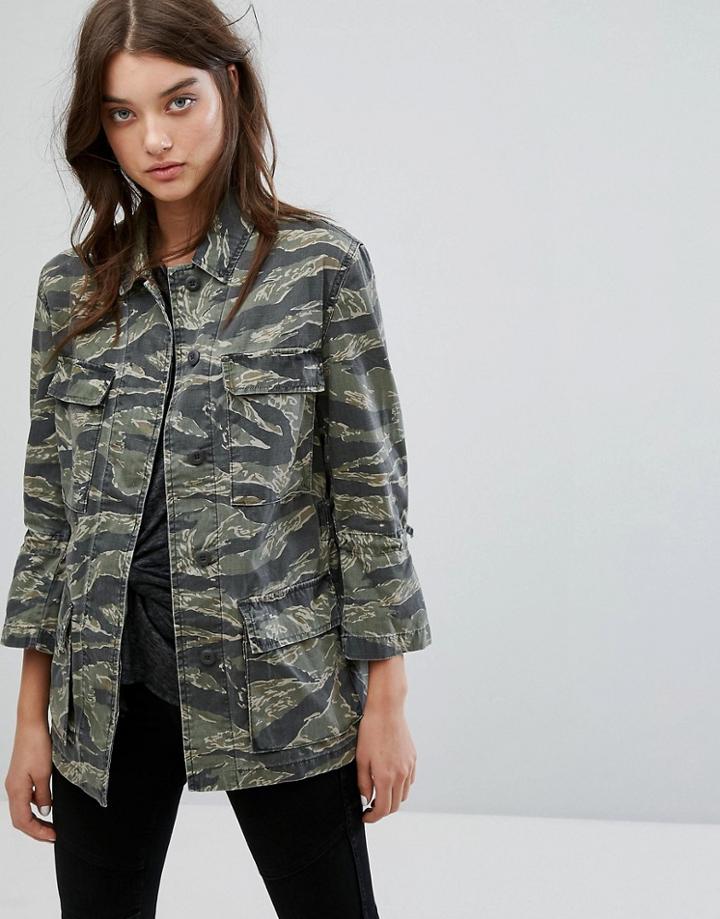 All Saints Rasko Jacket In Camo - Green