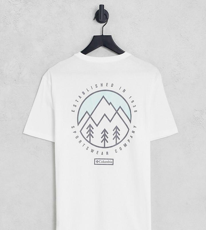 Columbia Tillamook Way Ii Back Print T-shirt In White/green - Exclusive To Asos