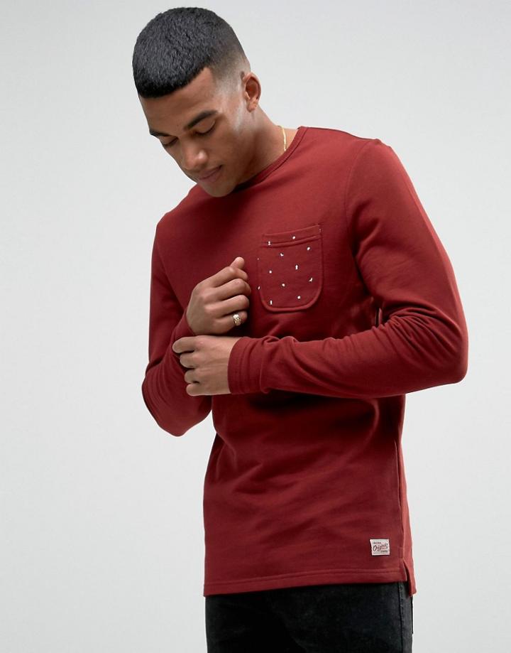 Jack & Jones Contrast Pocket Crew Sweat - Red