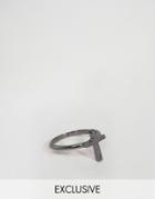 Designb Cross Ring In Gunmetal - Gray
