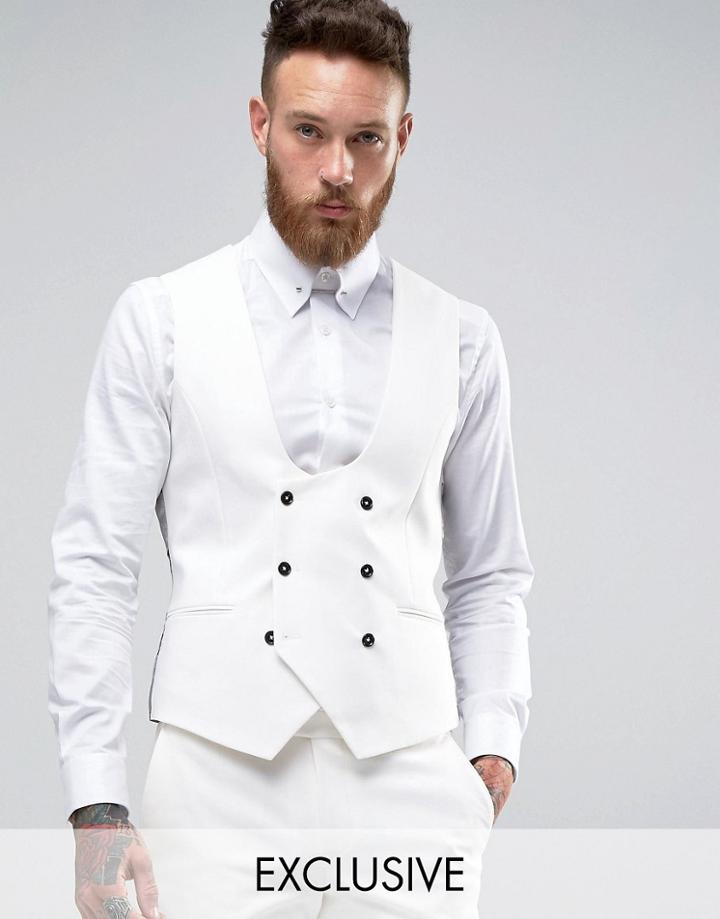 Noose & Monkey Double Breasted Vest With Stretch In Super Skinny Fit -
