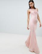 City Goddess Embellihsed Chiffon Maxi Dress-pink