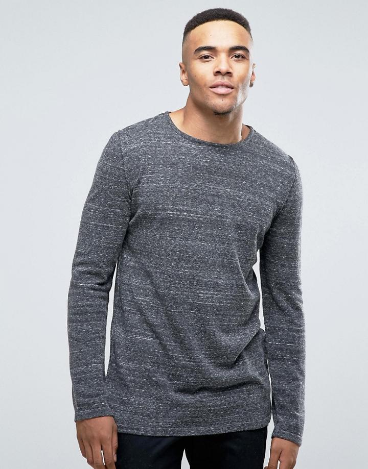 New Look Lightweight Longline Sweater In Gray - Green