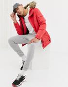Jack & Jones Originals Parka With Fleece Lining And Faux Fur Hood - Red
