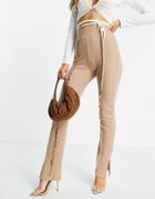 Public Desire Seam Detail Split Hem Pant In Sand-neutral