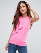 Warehouse Ruffle Front Top - Pink