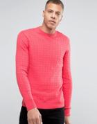 Selected Cotton Flat Cable Knit Sweater - Red