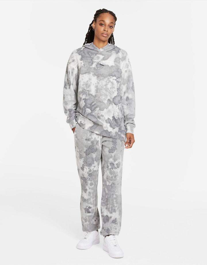 Nike Seasonal Classics Pack Acid Wash Loose Fit Cuffed Sweatpants In Gray-black