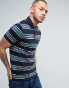 Lyle & Scott Stripe Pique Polo Regular Fit Eagle Logo In Navy - Navy