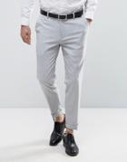 Asos Skinny Pant In Pale Gray With Turn Up - Gray