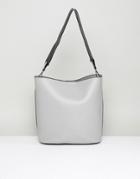 Park Lane Structured Shoulder Bag With Webbing Strap - Gray