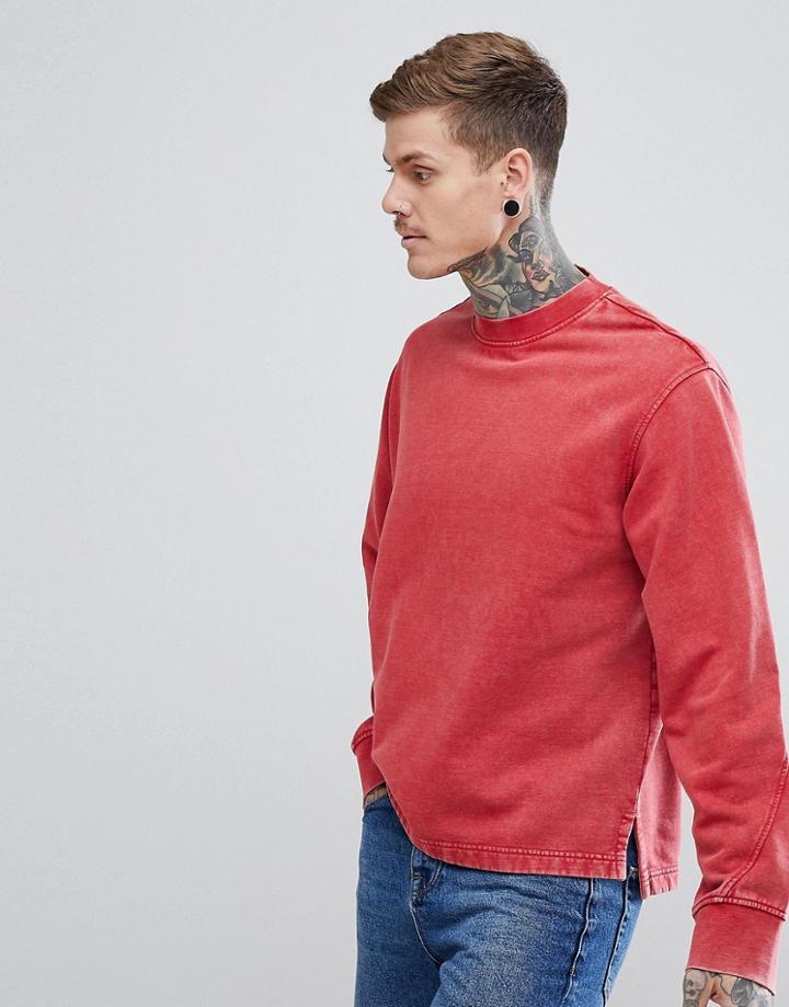 Weekday Score High Neck Sweatshirt - Red