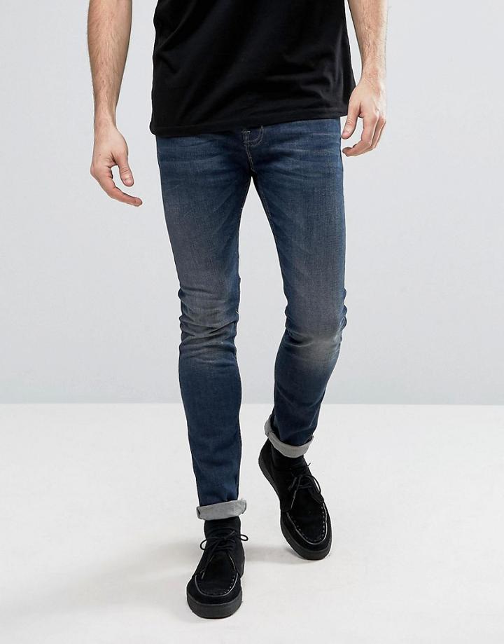Allsaints Jeans In Skinny Fit Vintage Wash - Blue