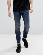 Allsaints Jeans In Skinny Fit Vintage Wash - Blue