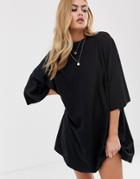 Asos Design Oversized T-shirt Dress In Black
