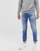 Diesel Thommer Stretch Slim Fit Jeans In 081as Light Wash - Blue