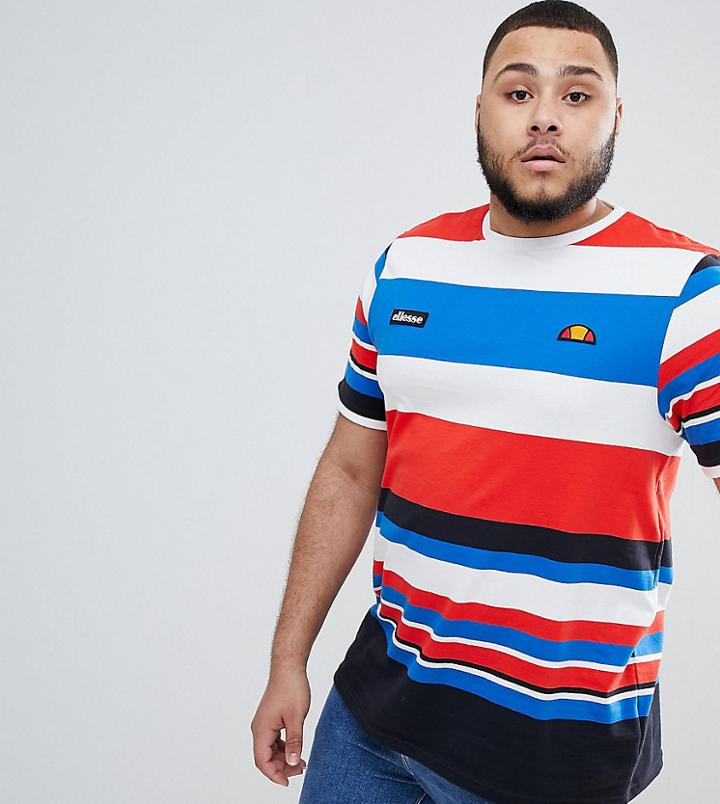 Ellesse Plus Striped T-shirt In White - White