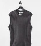 Collusion Unisex Oversized Coordinating Vest In Jersey Knit In Charcoal-grey