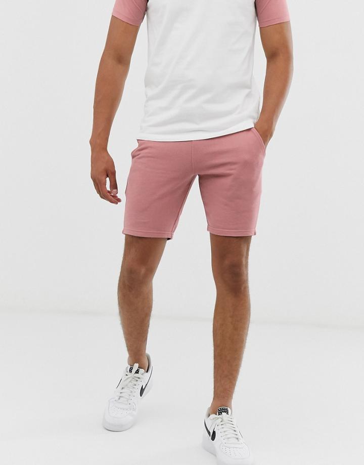 Asos Design Jersey Skinny Shorts In Pink