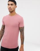 Asos Design Organic Muscle Fit T-shirt With Crew Neck In Pink - Pink