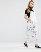 Asos Overall Jumpsuit In Floral Print - Multi
