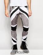 Religion Exclusive Jeans With Monochrome Union Jack Print In Super Skinny Fit - Black