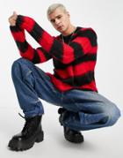 Jaded London Oversized Sweater In Red And Black Stripes-multi