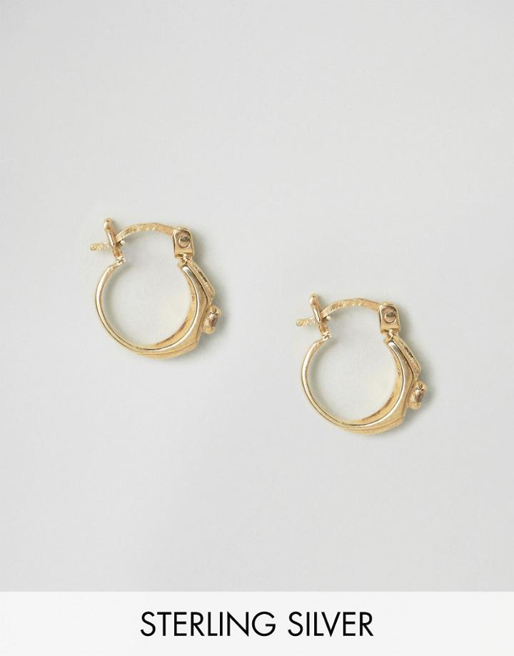 Asos Gold Plated Sterling Silver Ring 12mm Hoop Earrings - Gold
