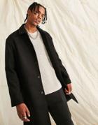 Asos Design Oversized Wool Mix Overcoat In Black