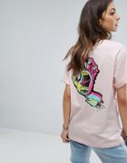 Santa Cruz Boyfriend T-shirt With Screaming Hand Back Print - Pink