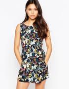 Iska Skater Dress In Butterfly Print - Navy