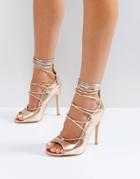Truffle Collection Tie Up Skinny Heel Sandal - Copper