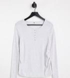Cotton: On Maternity Basic Henley Long Sleeve Top In Gray