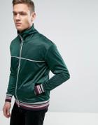 Brave Soul Mens Zip Through Funnel Neck Sweat With Piping Detail - Green