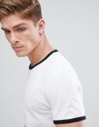 Burton Menswear Ringer T-shirt In White - White