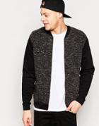 Asos Jersey Bomber Jacket With Slub Panel - Black