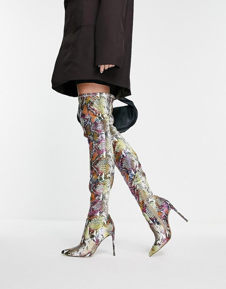 Steve Madden Viktory Over The Knee Heeled Boots In Rainbow Snake-multi