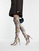 Steve Madden Viktory Over The Knee Heeled Boots In Rainbow Snake-multi