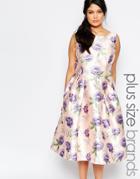 Chi Chi London Plus Sleeveless Midi Prom Skater Dress In Floral Print - Multi