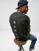 Asos Relaxed T-shirt With Spine Badges - Green