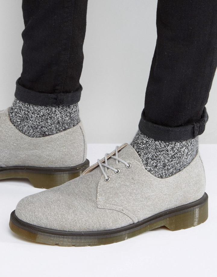 Dr Martens Lester 3 Eye Washed Canvas Shoes - Gray