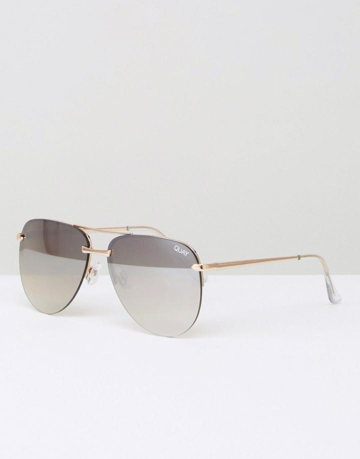 Quay Australia The Playa Rimless Aviator Sunglasses - Gold