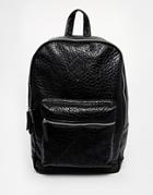 Asos Backpack In Black Faux Leather - Black