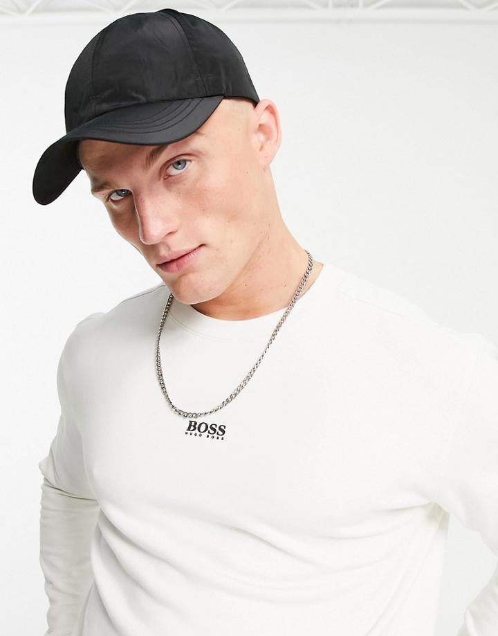 Boss Weevo 2 Relaxed Fit Sweatshirt With Central Logo In Natural-white