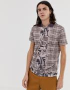 Asos Design All Over Tile Print Print Polo - Purple