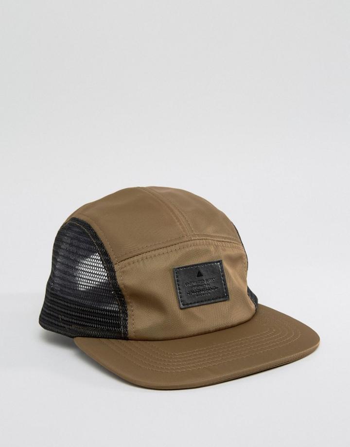 Asos 5 Panel Cap In Nylon With Mesh Sides - Green